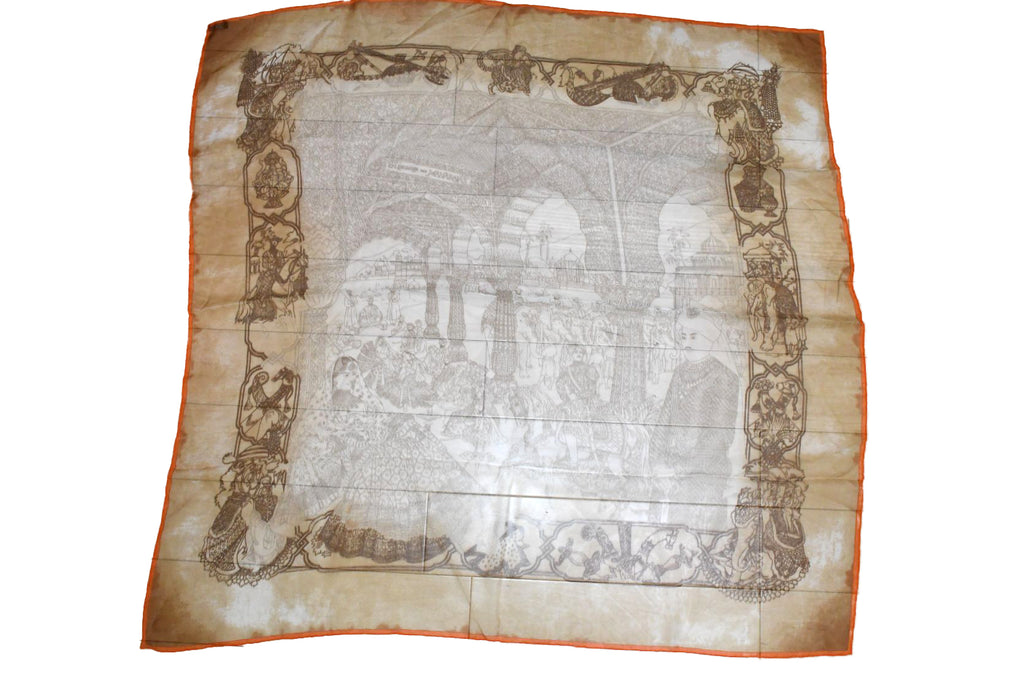 Hermes Scarf Splendeur Des Maharajas 90 cm Chiffon Silk mousseline muslin 35"
