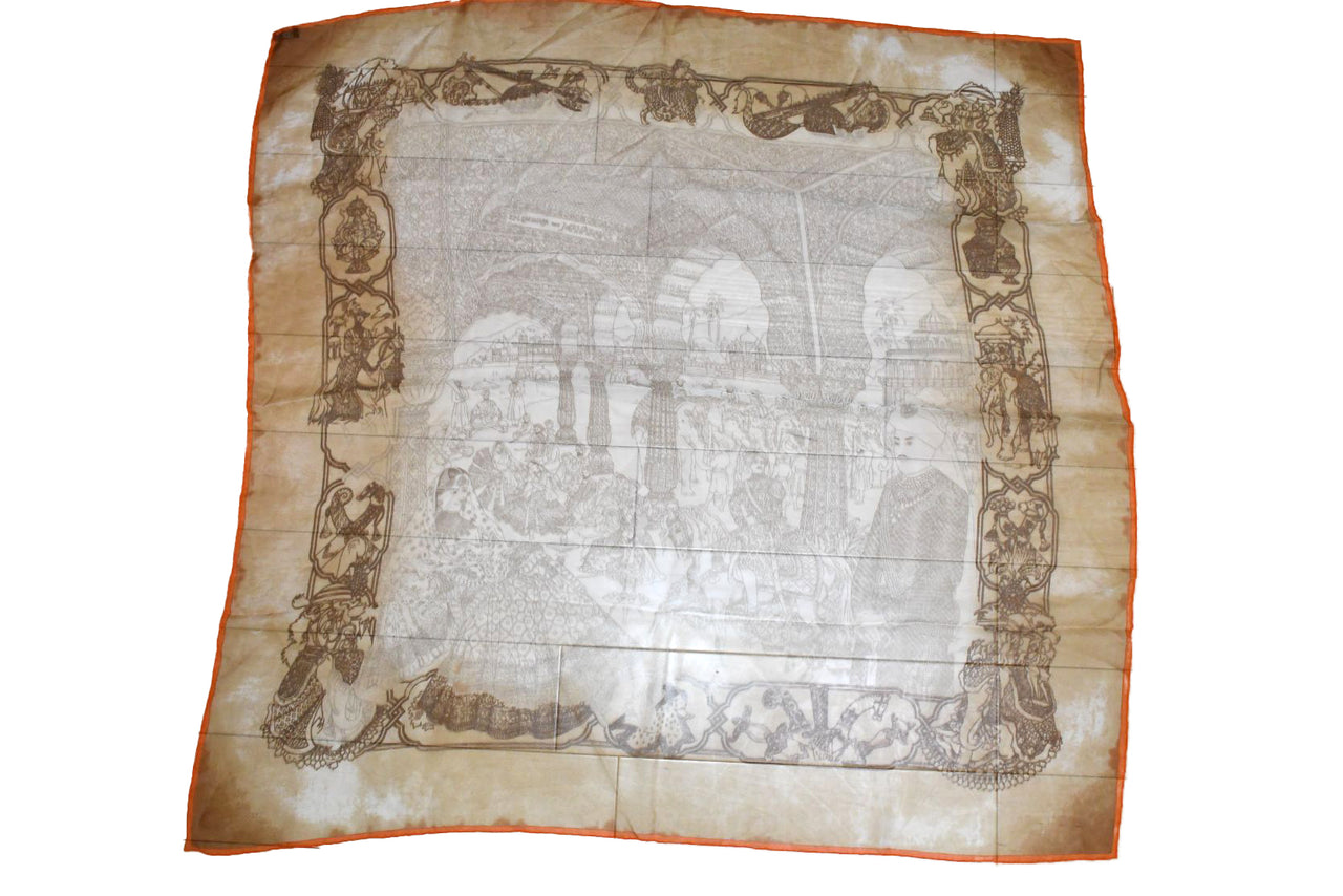 Hermes Scarf Splendeur Des Maharajas 90 cm Chiffon Silk mousseline muslin 35"