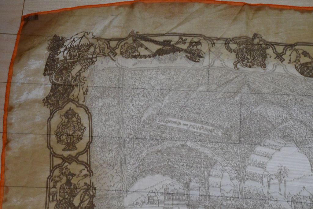 Hermes Scarf Splendeur Des Maharajas 90 cm Chiffon Silk mousseline muslin 35"