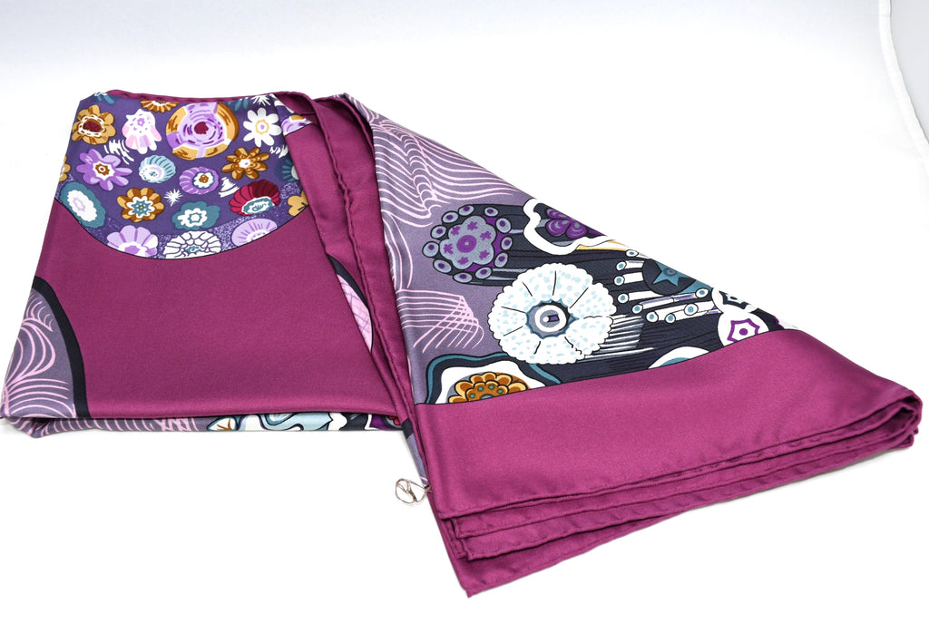 Hermes Scarf Sulfure et Presse Papiers Ⅱ by Caty Latham 90 cm silk purple Carre ball