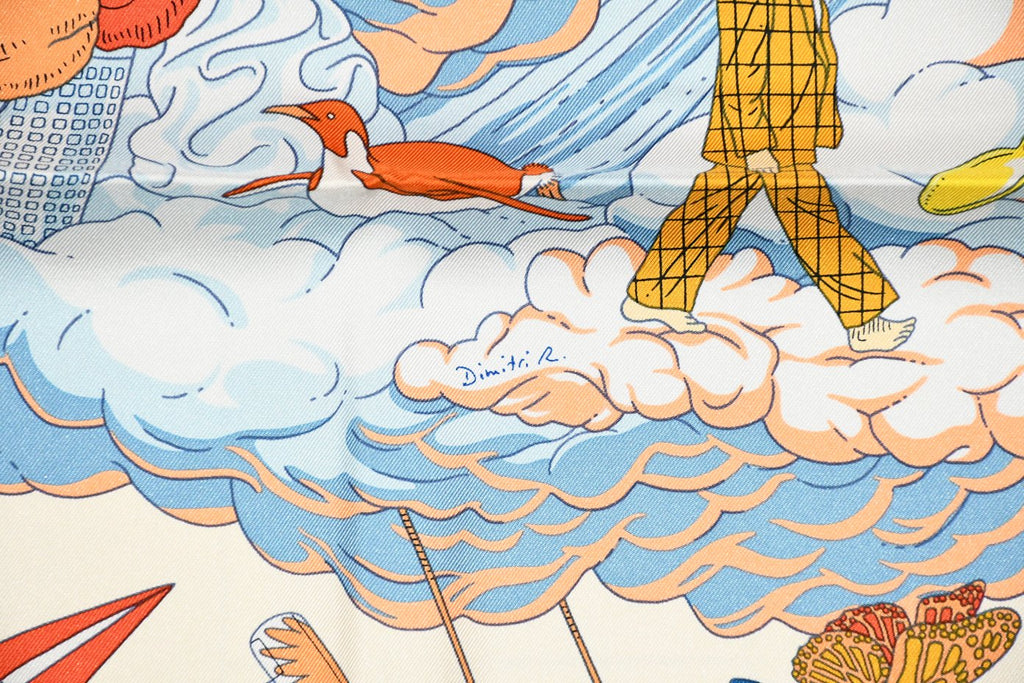 Hermes Scarf Sur Mon Nuage 90 cm cream beige Carre my cloud sky 35"