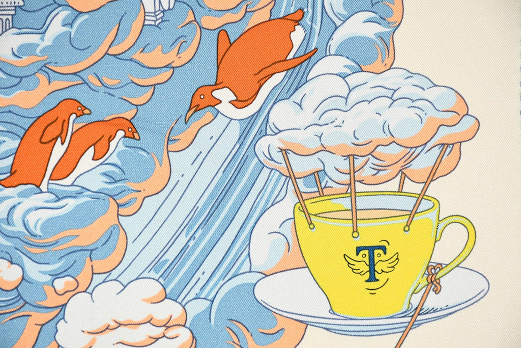 Hermes Scarf Sur Mon Nuage 90 cm cream beige Carre my cloud sky 35"