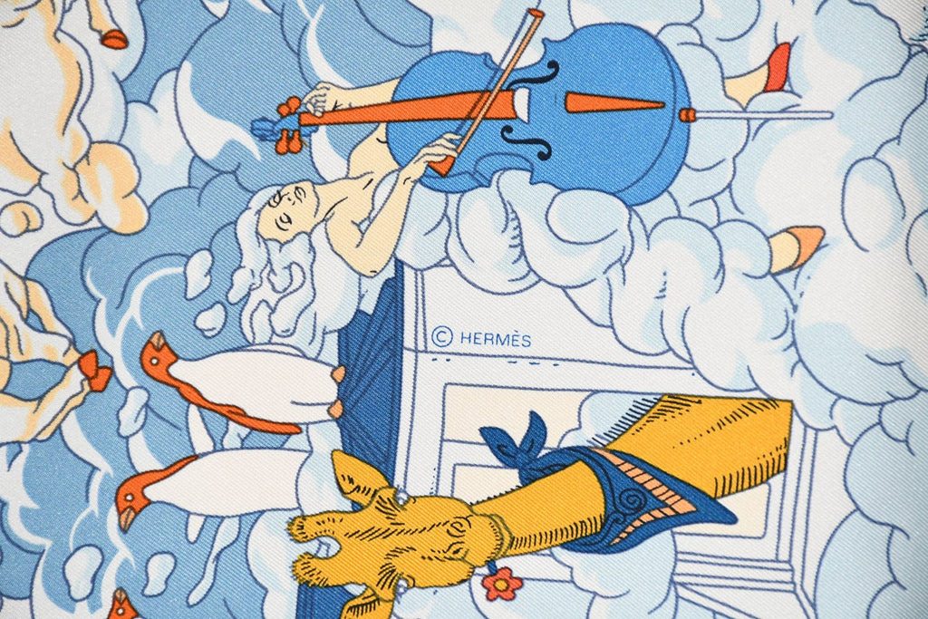 Hermes Scarf Sur Mon Nuage 90 cm cream beige Carre my cloud sky 35"