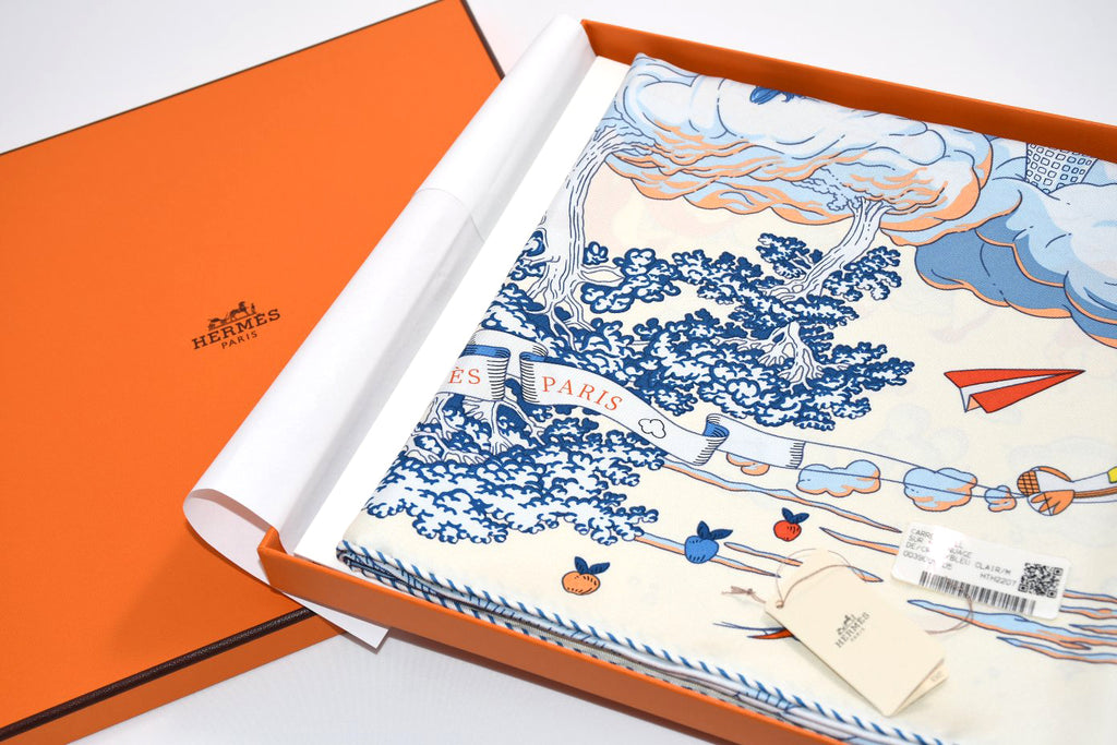 Hermes Scarf Sur Mon Nuage 90 cm cream beige Carre my cloud sky 35"