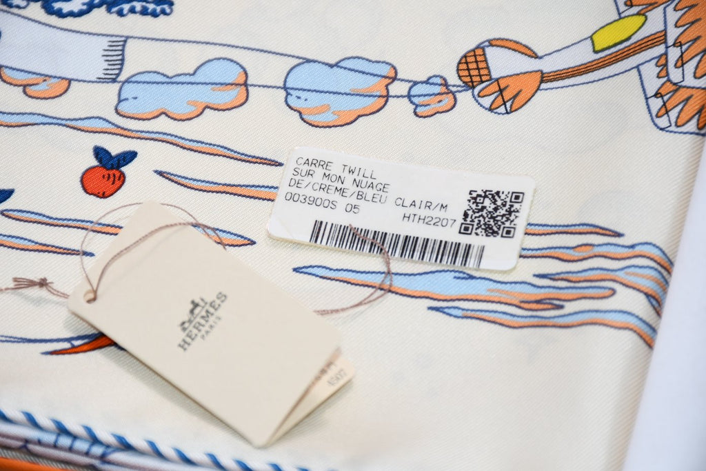 Hermes Scarf Sur Mon Nuage 90 cm cream beige Carre my cloud sky 35"
