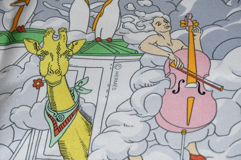 Hermes Scarf Sur Mon Nuage 90 cm silk white Carre my cloud 35"