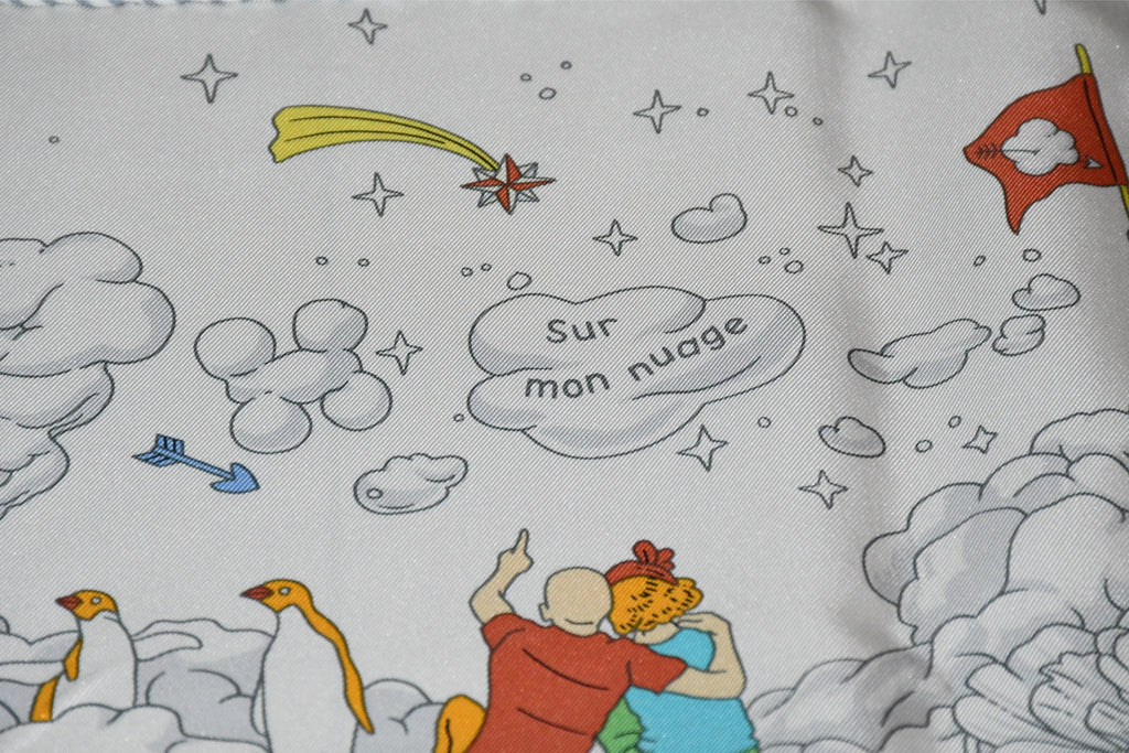 Hermes Scarf Sur Mon Nuage 90 cm silk white Carre my cloud 35"