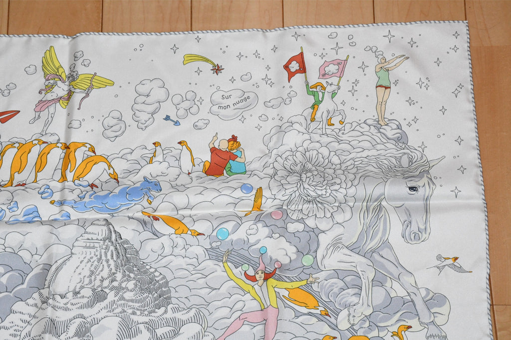 Hermes Scarf Sur Mon Nuage 90 cm silk white Carre my cloud 35"