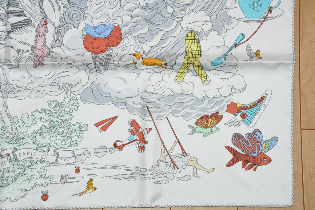 Hermes Scarf Sur Mon Nuage 90 cm silk white Carre my cloud 35"