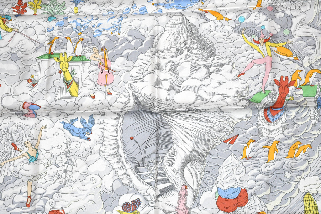 Hermes Scarf Sur Mon Nuage 90 cm silk white Carre my cloud 35"