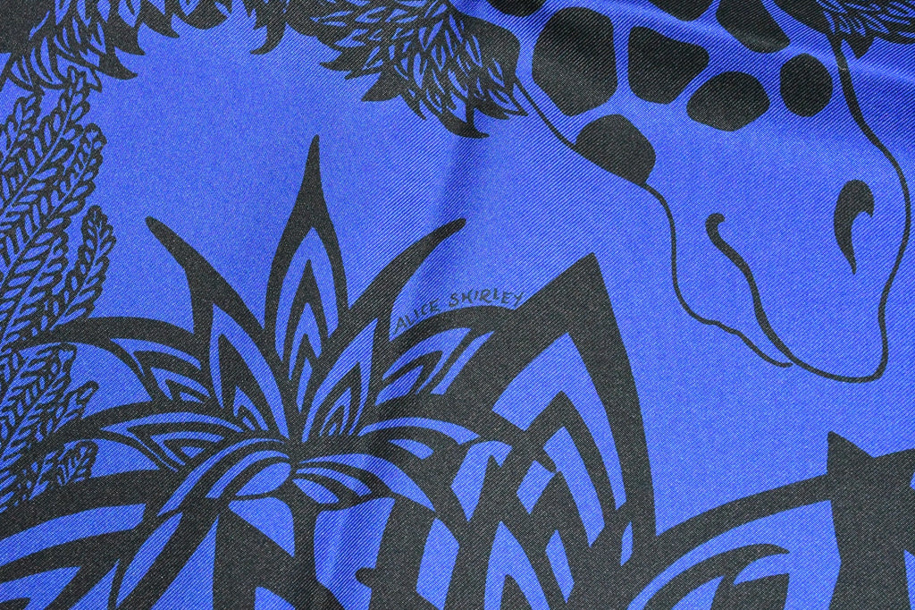 Hermes Scarf The Three Graces 90 cm silk navy blue Carre giraffe animal 35"
