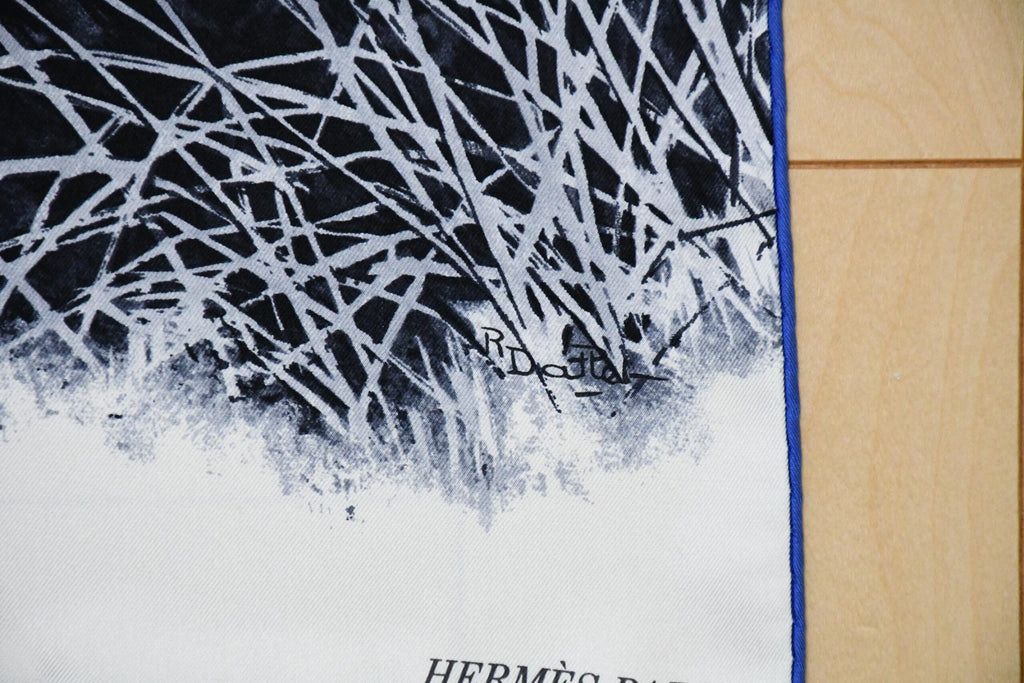 Hermes Scarf Tigre du Bengale 90 cm silk blue Carre Bengal tiger animal 35"