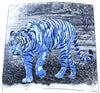 Hermes Scarf Tigre du Bengale 90 cm silk blue Carre Bengal tiger animal 35"