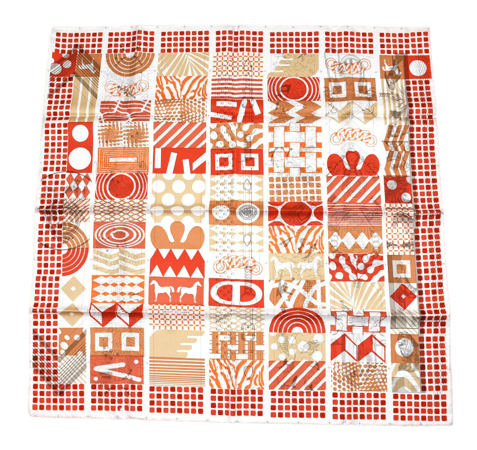 Hermes Scarf Twilly au Bloc Liste Vernie 90 cm silk red grand Carre 35"