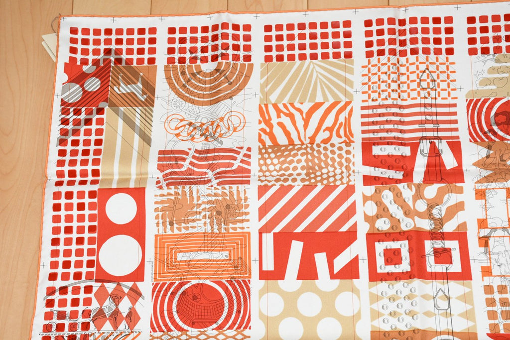Hermes Scarf Twilly au Bloc Liste Vernie 90 cm silk red grand Carre 35"