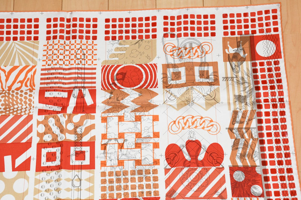 Hermes Scarf Twilly au Bloc Liste Vernie 90 cm silk red grand Carre 35"