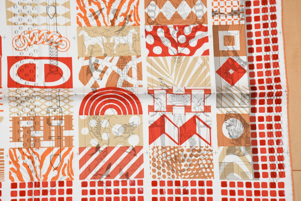 Hermes Scarf Twilly au Bloc Liste Vernie 90 cm silk red grand Carre 35"