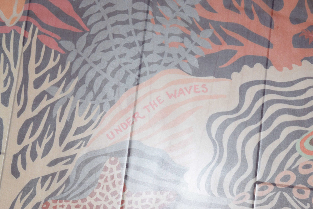 Hermes Scarf Under The Waves 140 cm Chiffon Silk muslin Blue orange Shawl stole