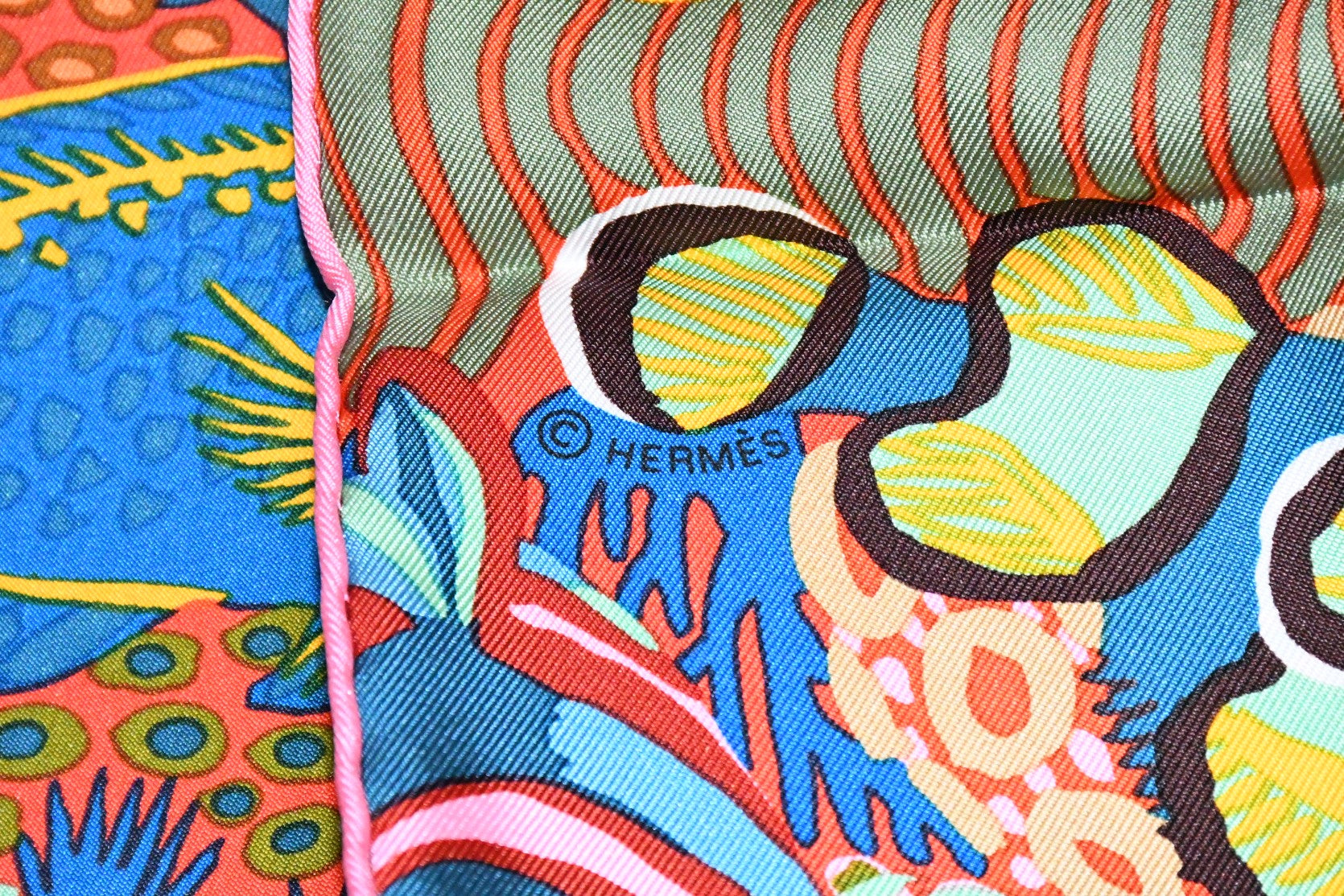Hermes Scarf Under The Waves 90 cm Silk orange Carre sea turtle 35