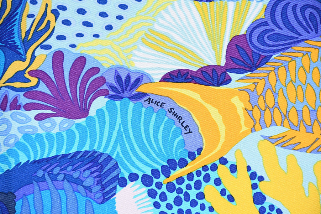 Hermes Scarf Under The Waves 90 cm silk blue Carre sea turtle 35"