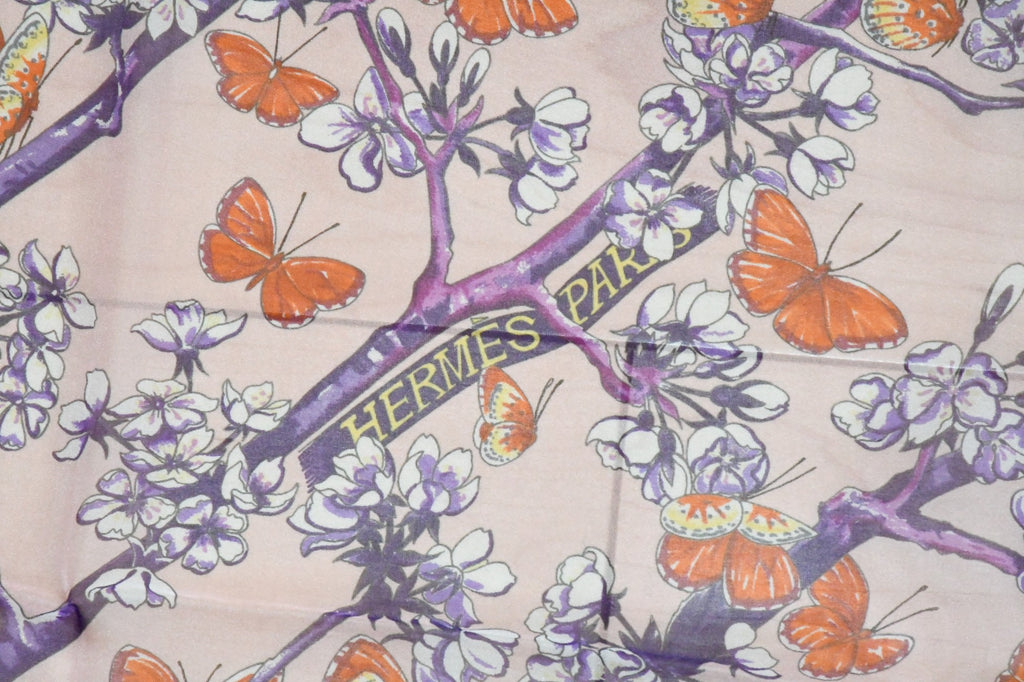 Hermes Scarf Vol Amoureux des Azures 90 cm Chiffon Silk mousseline butterfly