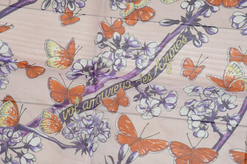 Hermes Scarf Vol Amoureux des Azures 90 cm Chiffon Silk mousseline butterfly