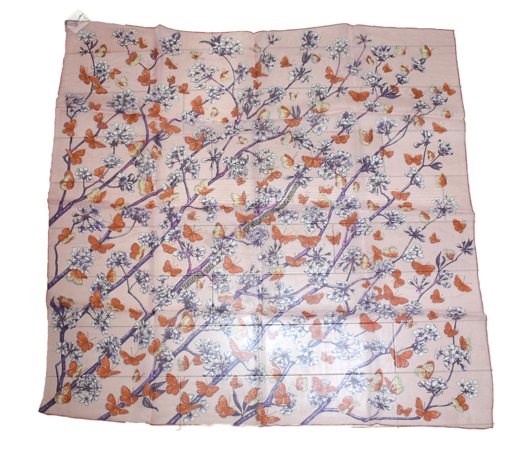 Hermes Scarf Vol Amoureux des Azures 90 cm Chiffon Silk mousseline butterfly
