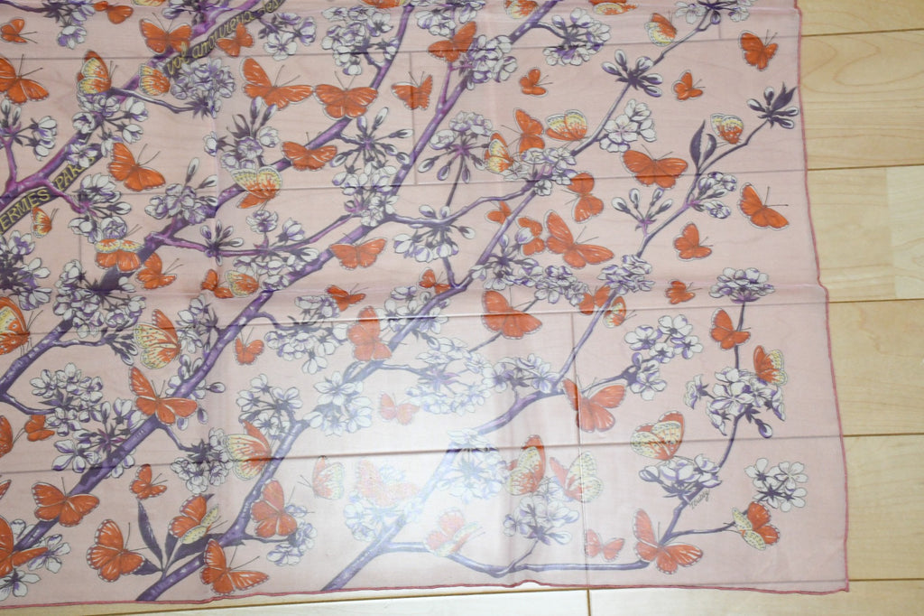 Hermes Scarf Vol Amoureux des Azures 90 cm Chiffon Silk mousseline butterfly