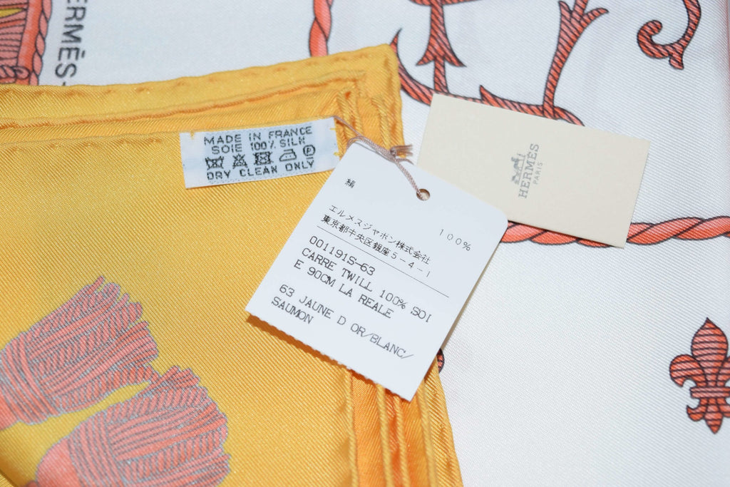 Hermes Scarf Vue Du Carrosse De La Galere La Reale Grygkar Silk 90 cm Orange NWT