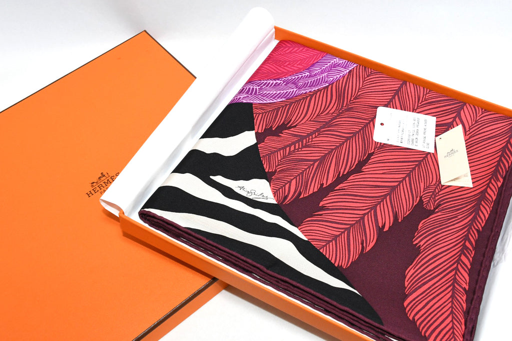 Hermes Scarf ZEBRA PEGASUS 90 cm Silk pink purple horse Carre 35"