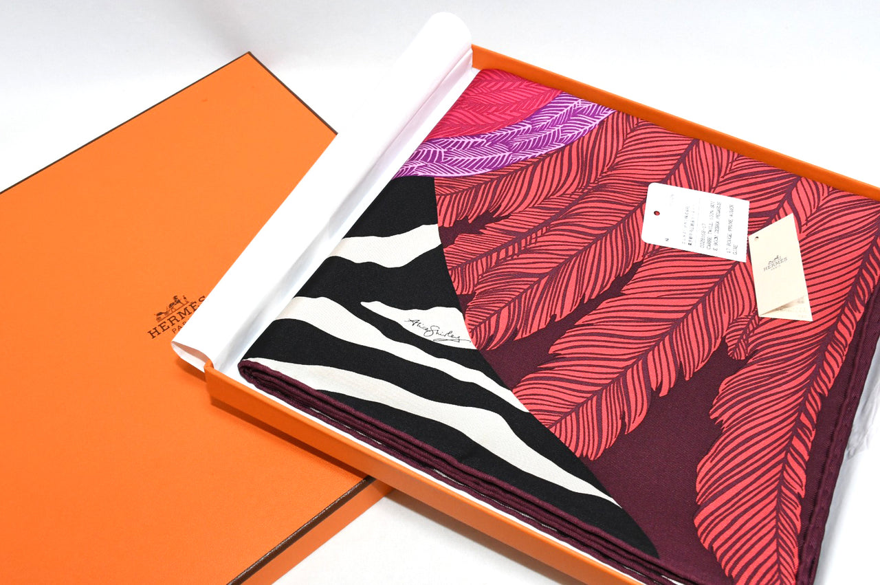 Hermes Scarf ZEBRA PEGASUS 90 cm Silk pink purple horse Carre 35"