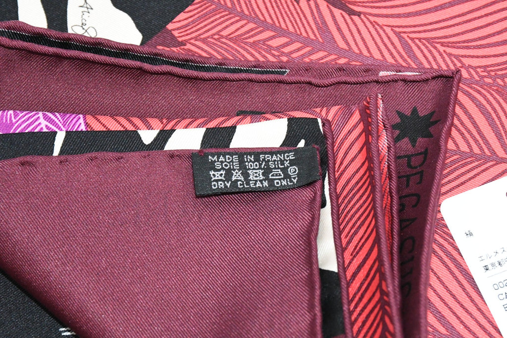 Hermes Scarf ZEBRA PEGASUS 90 cm Silk pink purple horse Carre 35"