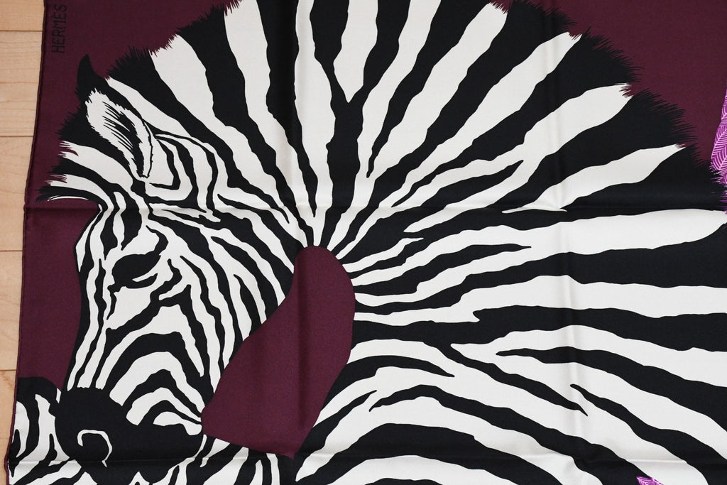 Hermes Scarf ZEBRA PEGASUS 90 cm Silk pink purple horse Carre 35"