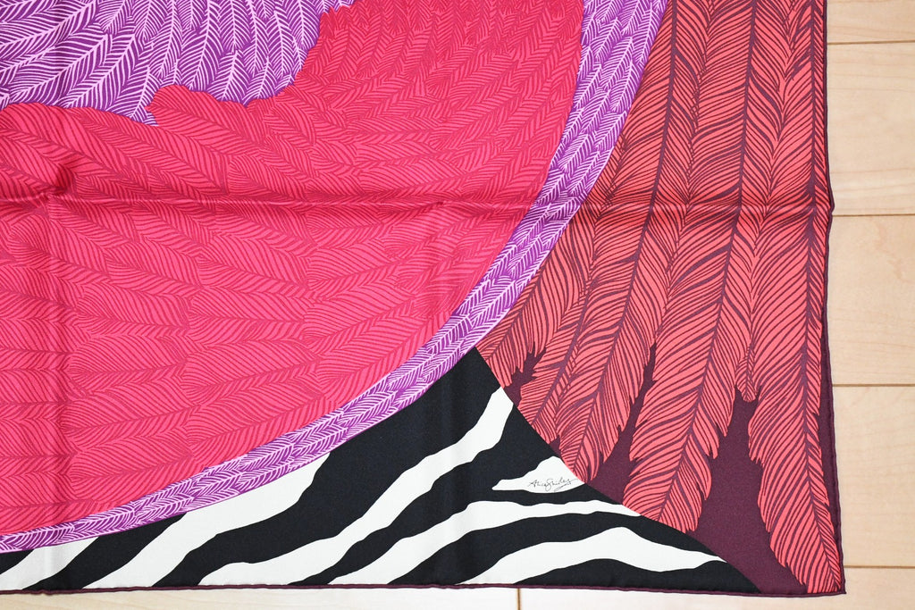 Hermes Scarf ZEBRA PEGASUS 90 cm Silk pink purple horse Carre 35"