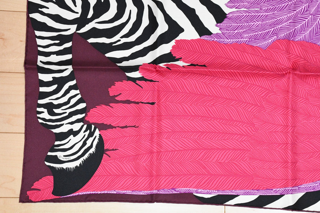 Hermes Scarf ZEBRA PEGASUS 90 cm Silk pink purple horse Carre 35"