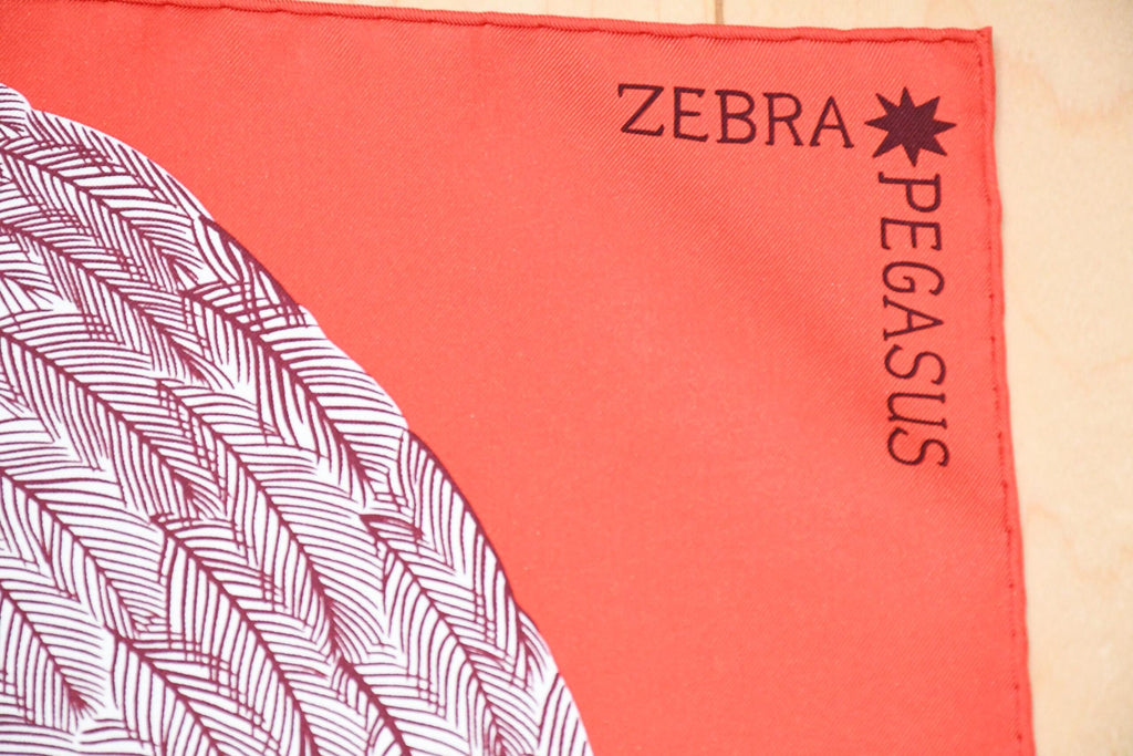 Hermes Scarf Zebra Pegasus 90 cm silk red Carre pegase horse 35"