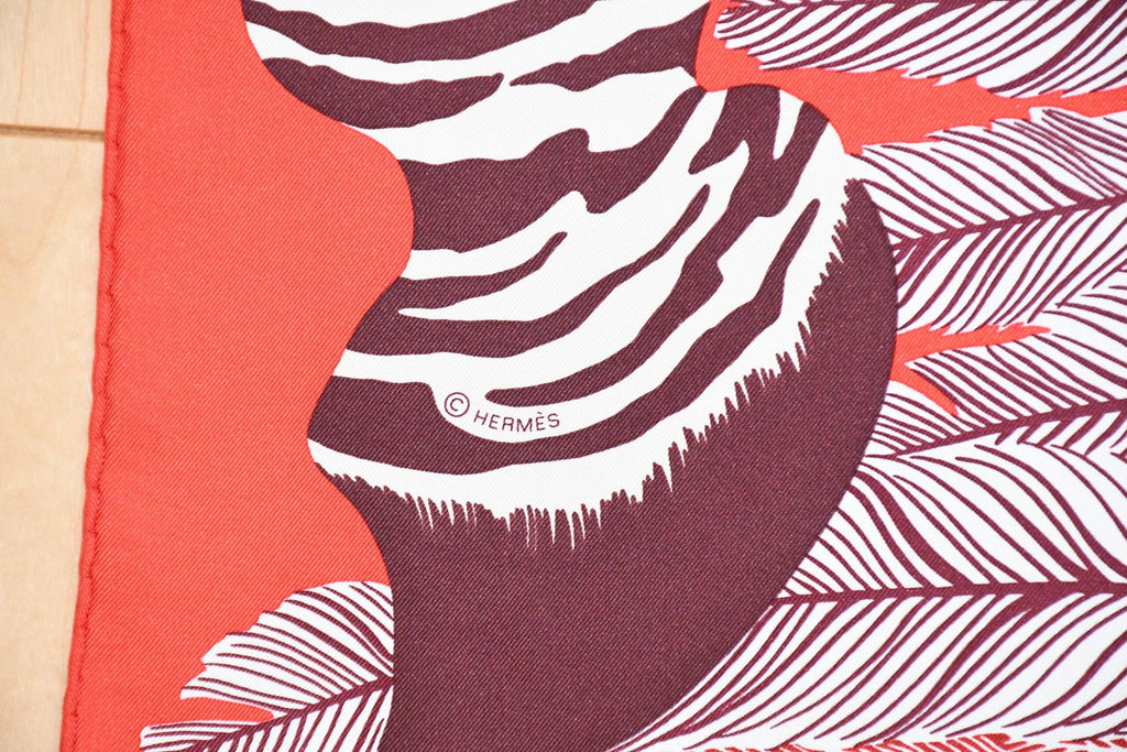 Hermes Scarf Zebra Pegasus 90 cm silk red Carre pegase horse 35"