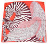 Hermes Scarf Zebra Pegasus 90 cm silk red Carre pegase horse 35"