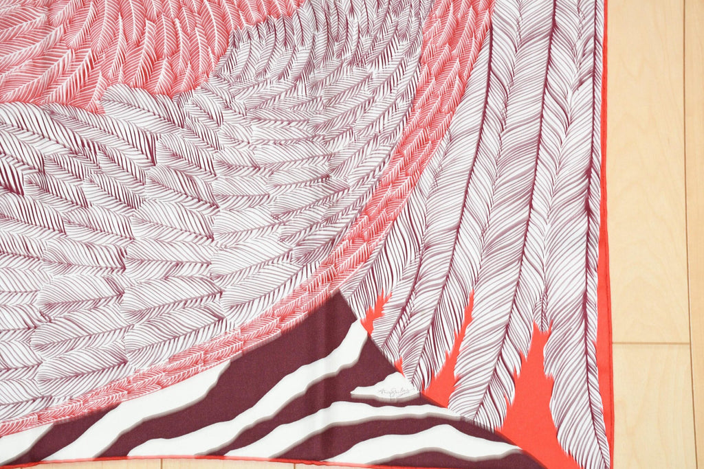 Hermes Scarf Zebra Pegasus 90 cm silk red Carre pegase horse 35"