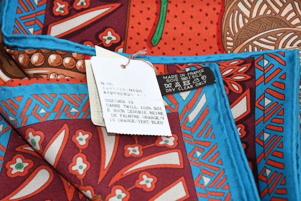 Hermes Scarf Zenobie Reine de Palmyre 90 cm silk orange red queen