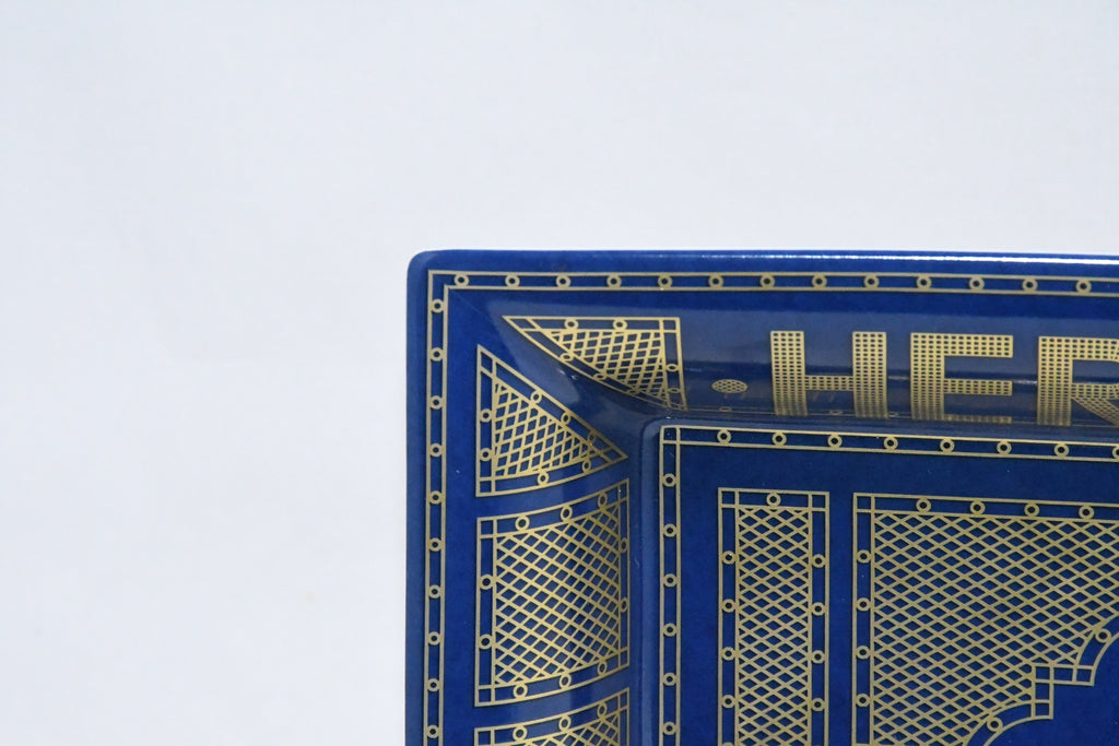 Hermes Sellier Change tray by Benoit Pierre Emery porcelain Ashtray Blue plate