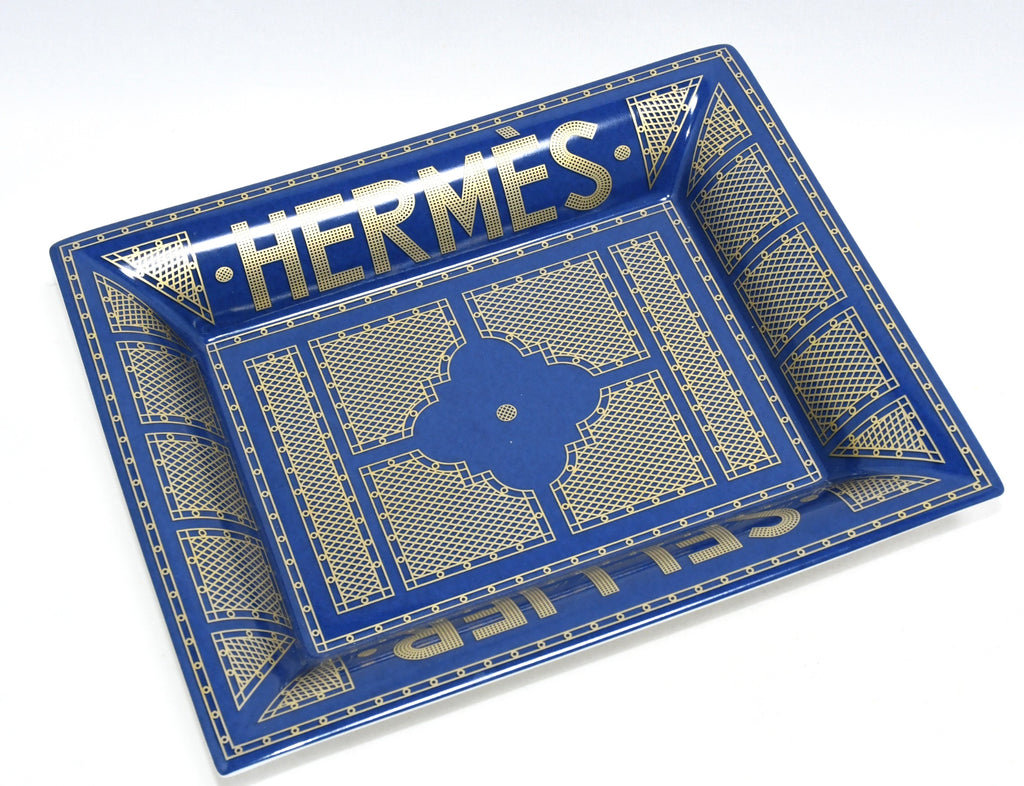 Hermes Sellier Change tray by Benoit Pierre Emery porcelain Ashtray Blue plate