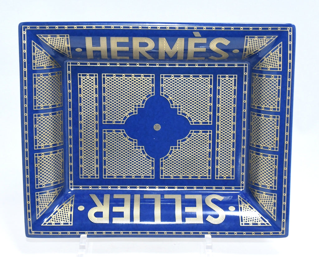 Hermes Sellier Change tray by Benoit Pierre Emery porcelain Ashtray Blue plate