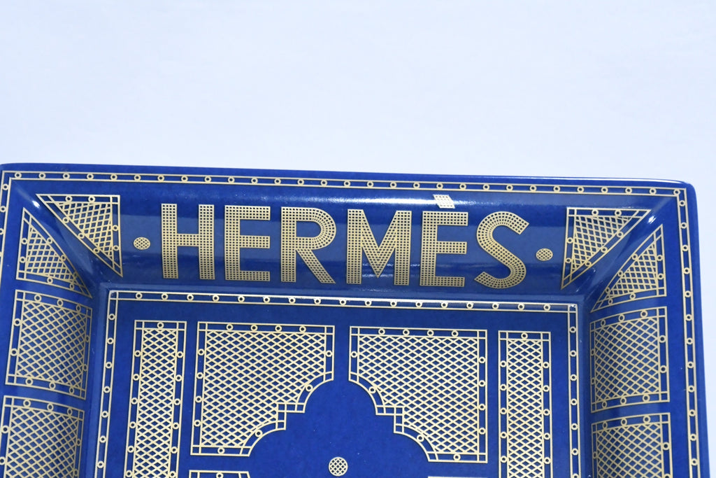Hermes Sellier Change tray by Benoit Pierre Emery porcelain Ashtray Blue plate