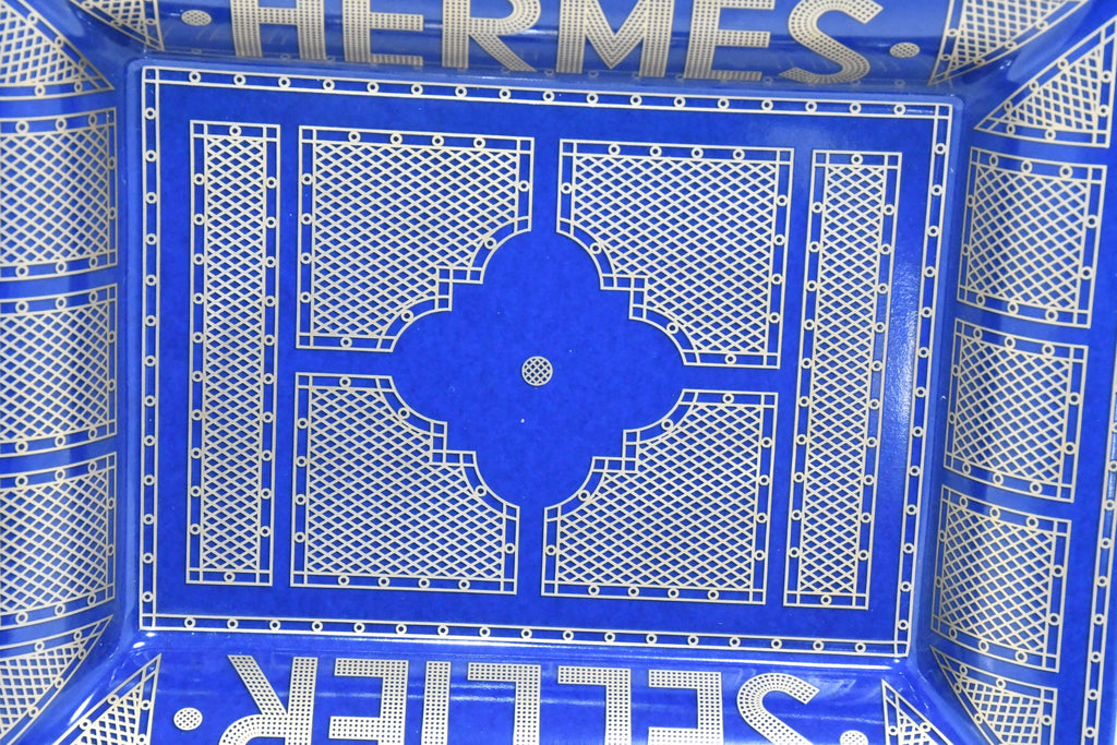 Hermes Sellier Change tray by Benoit Pierre Emery porcelain Ashtray Blue plate