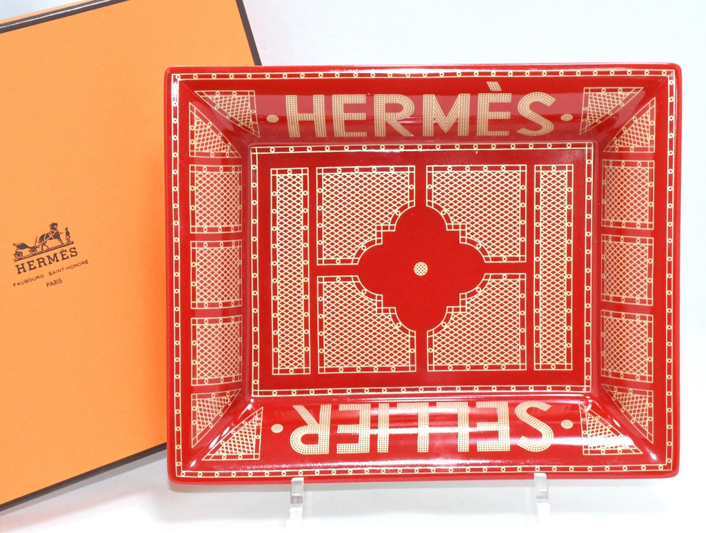Hermes Sellier Change tray by Benoit Pierre Emery porcelain Ashtray red plate 0813