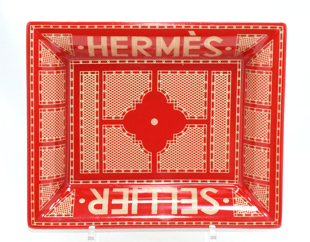 Hermes Sellier Change tray by Benoit Pierre Emery porcelain Ashtray red plate 0813