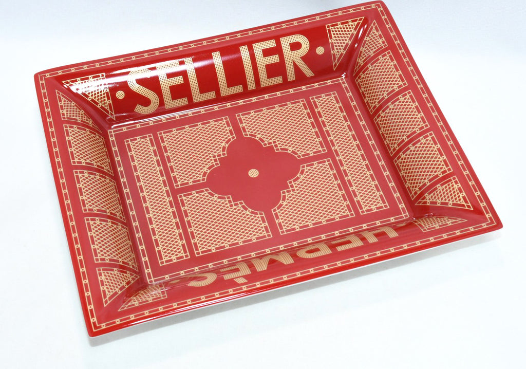 Hermes Sellier Change tray by Benoit Pierre Emery porcelain Ashtray red plate