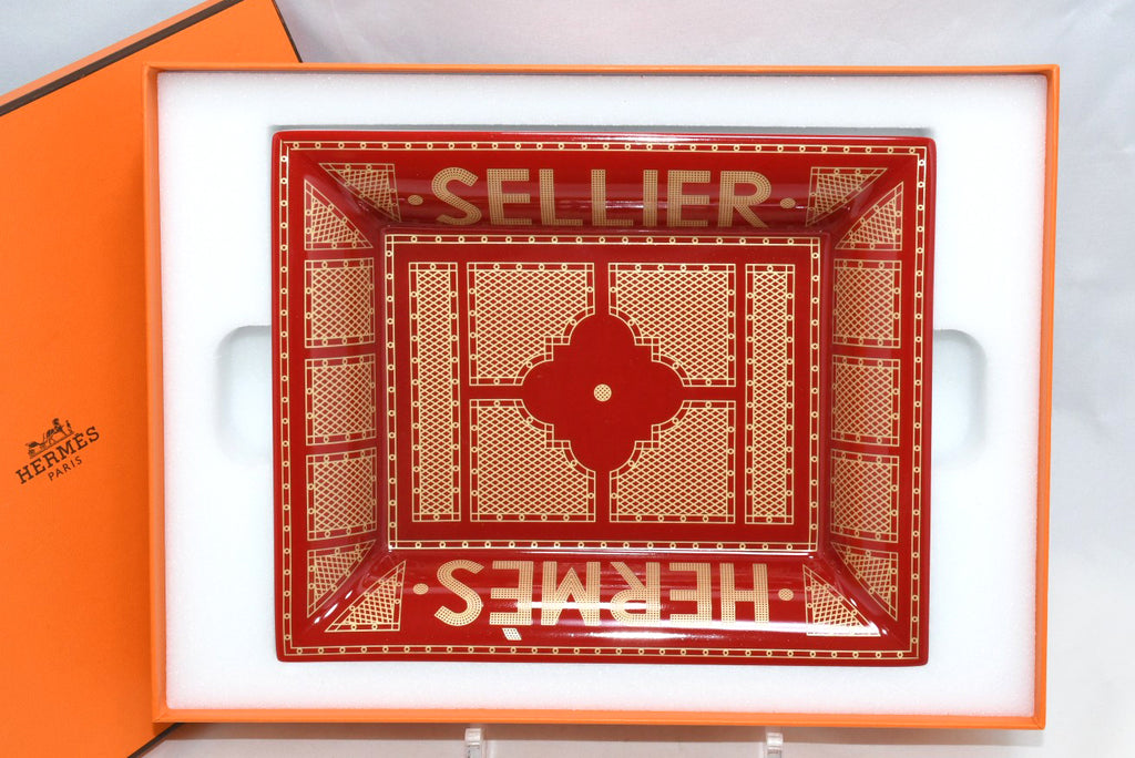 Hermes Sellier Change tray by Benoit Pierre Emery porcelain Ashtray red plate