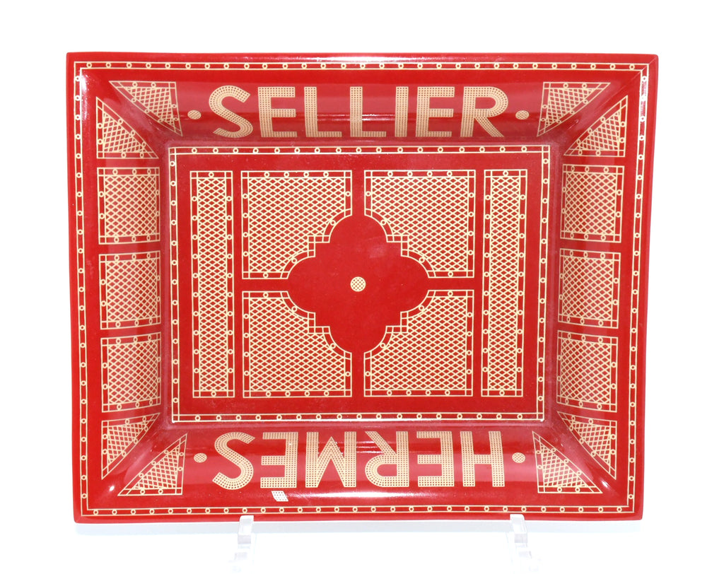 Hermes Sellier Change tray by Benoit Pierre Emery porcelain Ashtray red plate tableware 06
